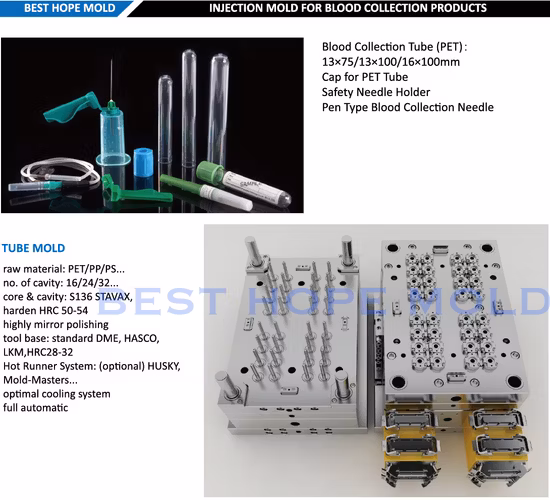 Hot Runner Blood Collection Injection Mould Medical Mold Vacuum Blood Collection Tube Mold Test Tube Injection Mold in China